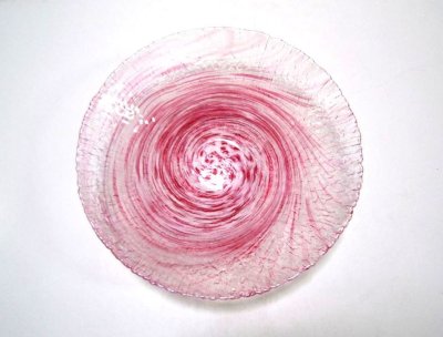画像2: ガラス花器　渦水盤 ピンク　G-９４