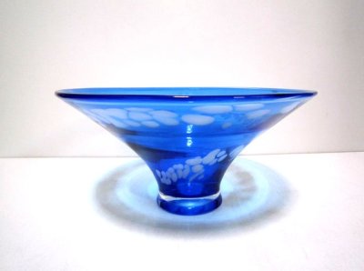 画像1: ガラス花器　ブルー朝顔　G-９５