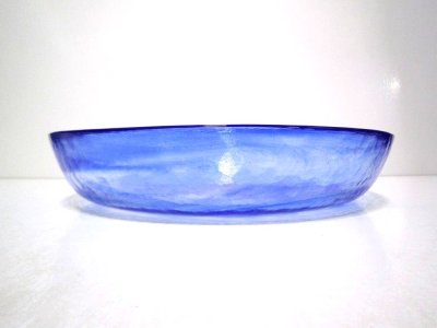 画像1: ガラス花器　月夜野水盤　青　G-１００