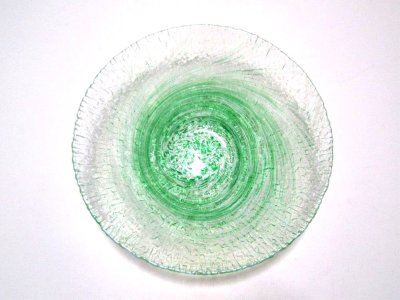 画像2: ガラス花器　渦水盤　フォレストグリーン　G-１０２