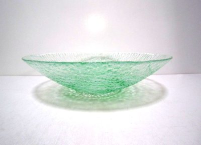 画像1: ガラス花器　渦水盤　フォレストグリーン　G-１０２