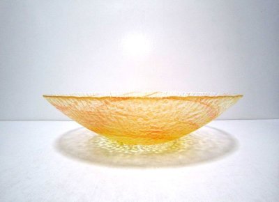 画像1: ガラス花器　６-０４２　渦水盤 オレンジイエロー