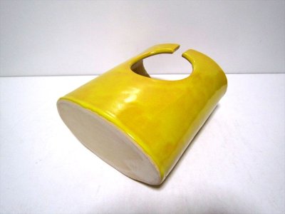 画像3: 手作り　角型丸窓花器黄色　T-２５-７１