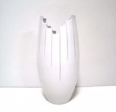 画像1: 手造り　白１０号筒型切込み花器　T-２７－２８
