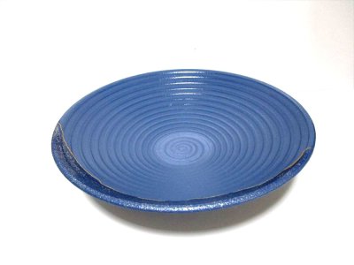 画像1: 群青色１２号丸皿鉢　T-２９－６３