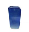 画像1: 特-５５１　手作り青ガラス釉１２号変型角型花器 (1)