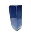 画像9: 特-５５１　手作り青ガラス釉１２号変型角型花器 (9)