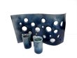 画像1: 手造り 青ガラス釉穴明き陶板花器　T-３０-６ (1)