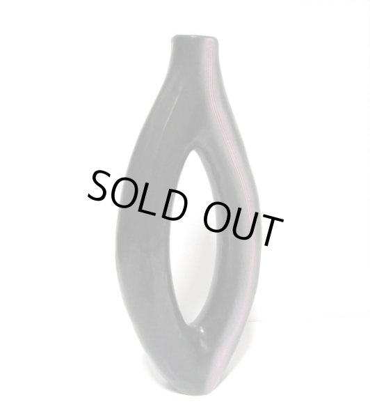 画像10: 特-５７７　黒縦長リング花器 (10)