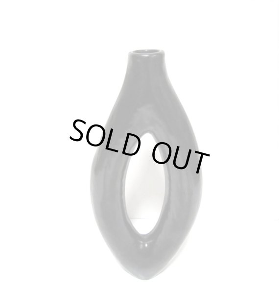 画像7: 特-５７７　黒縦長リング花器 (7)