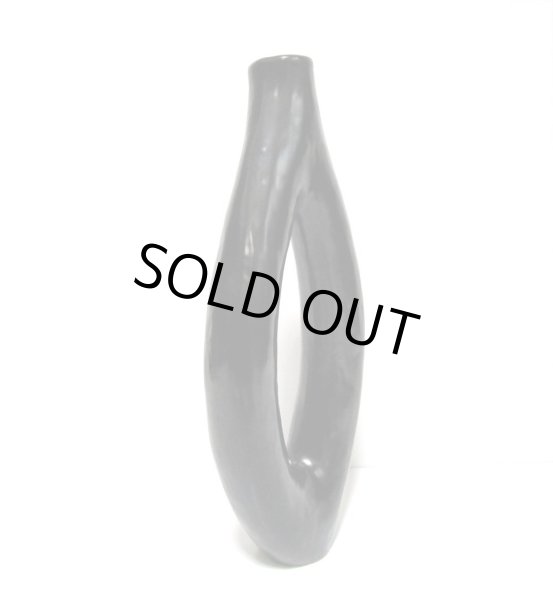 画像6: 特-５７７　黒縦長リング花器 (6)