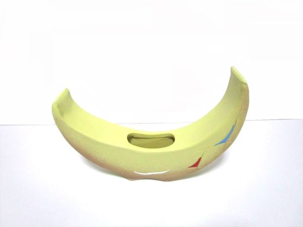 画像10: 特-５７８　作家物手造り黄色半月型花器　 (10)