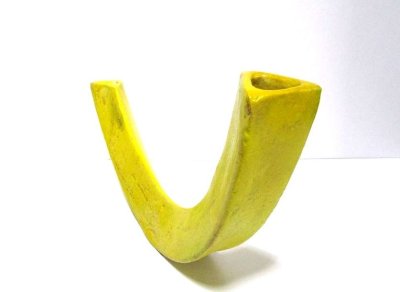 画像1: 手造り 黄色弓型２口花器 T-０２-１０ （一点限り）