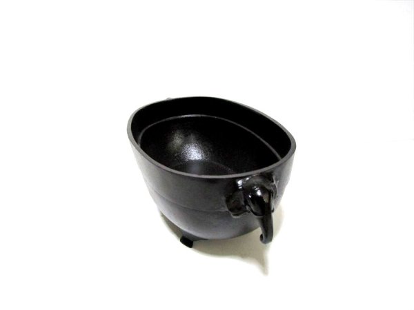 画像6: アルミ合金花器　８寸合金小判砂鉢 象耳付 古茶散らし (6)