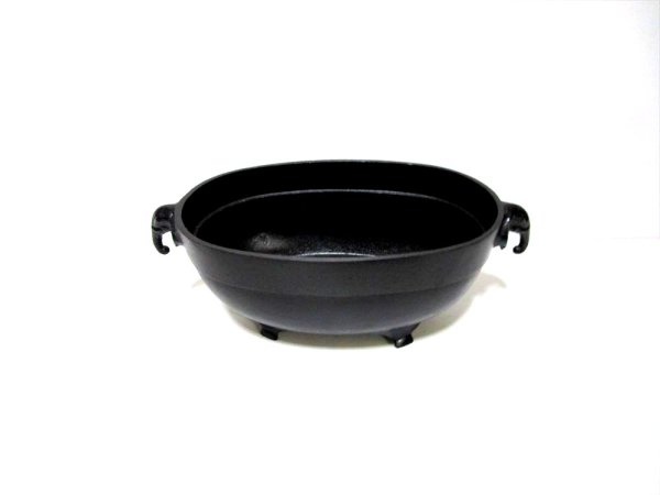 画像3: アルミ合金花器　８寸合金小判砂鉢 象耳付 古茶散らし (3)