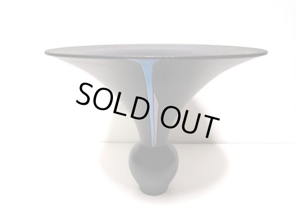 画像1: 作家物　黒１０.５号下かぶら型ブルー釉薬ライン　T-０３－１０ (1)