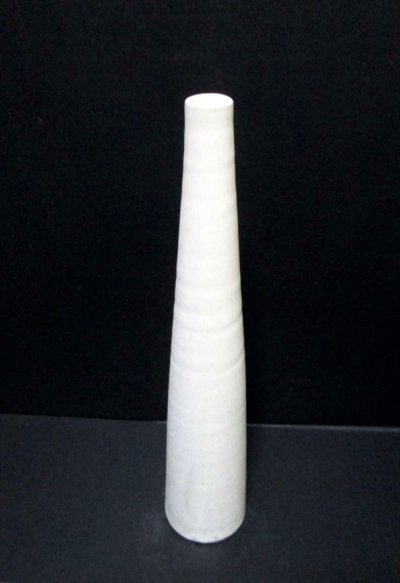 画像1: 手作り　白マット１４号細口筒型花器　T-０４－２３
