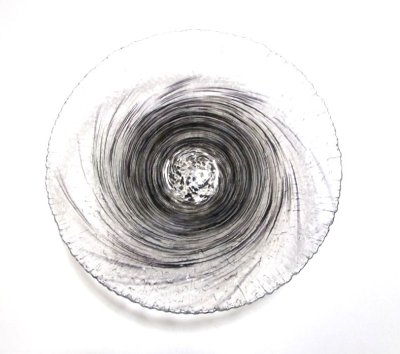 画像2: ガラス花器　渦水盤　黒渦　涼４-２７C