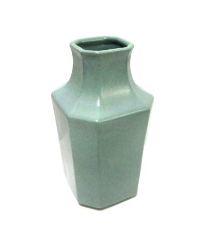 画像1: 特-５９１　青磁色正角角切花瓶