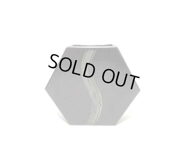 画像1: 特-４４２　六角型花器ダークブラウン (1)