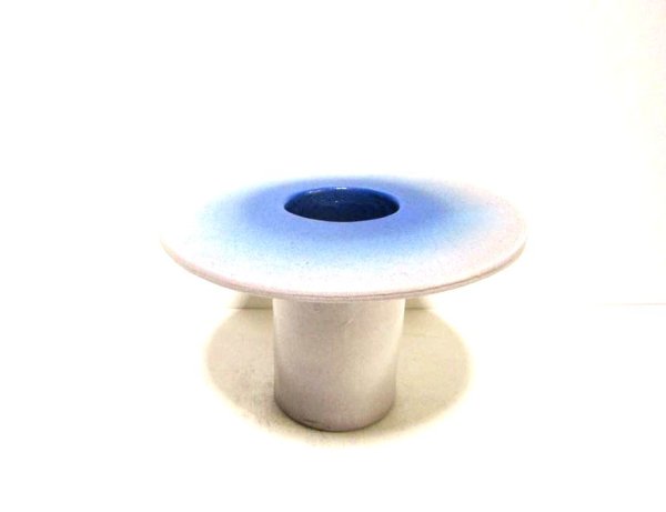 画像1: 手造り 白/ブルーボカシ７号丸上円付花器　T-０７－０１ (1)