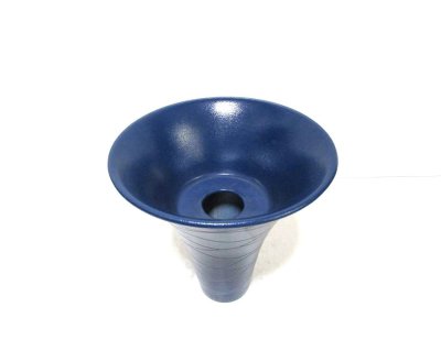 画像1: 藍色６.５号丸反型ラセン生花・立花花器　T-０７－４２