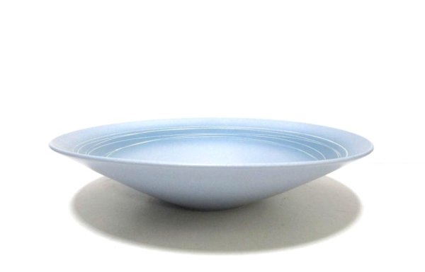 画像5: 特-７８１　ブルーグレイ１２号丸皿鉢 （少難あり） (5)