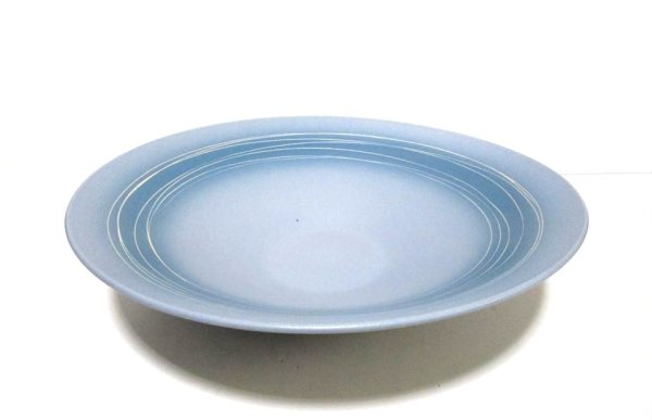 画像1: 特-７８１　ブルーグレイ１２号丸皿鉢 （少難あり） (1)