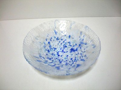 画像2: ガラス花器　しぶき水盤　コバルトブルー　G-５６
