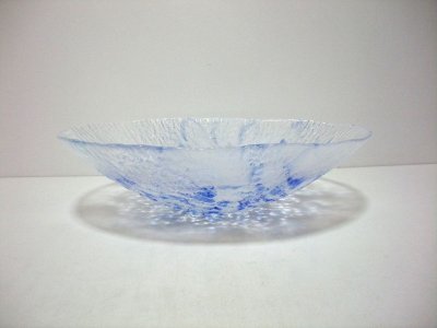 画像1: ガラス花器　しぶき水盤　コバルトブルー　G-５６