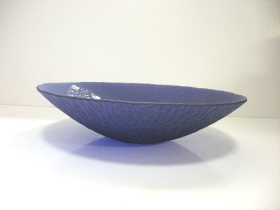 画像1: ガラス花器　銀箔ブルー水盤　G-３１