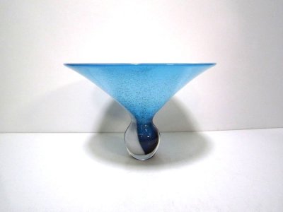 画像1: ガラス花器　下かぶら型１０号ブルー　G-６７