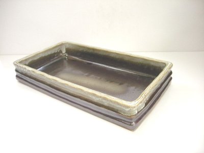 画像1: 手造り　灰釉１３号長方水盤　T-２１－９６