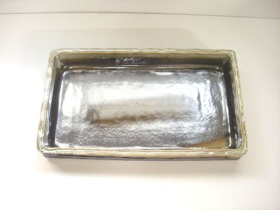 画像2: 手造り　灰釉１３号長方水盤　T-２１－９６