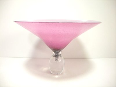 画像1: ガラス花器　下かぶら型ピンク　G-２６