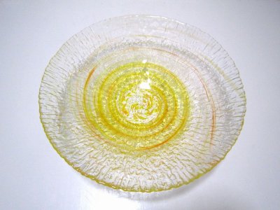 画像2: ガラス花器　渦水盤　レモン　G-５８