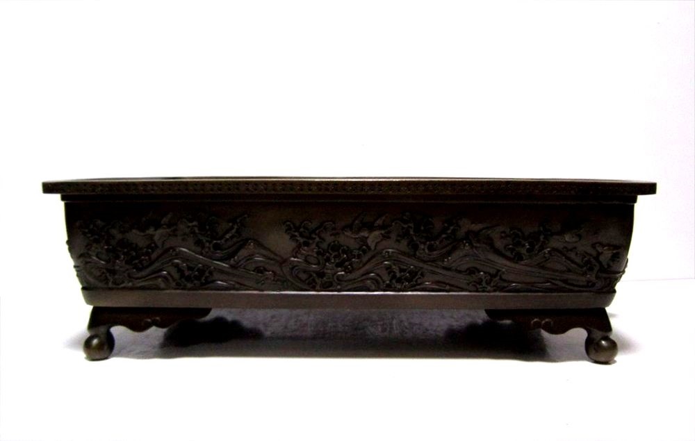 銅器 砂鉢１５号波千鳥紋（再生品） - 花器ギャラリー 裕器 (ゆうき）